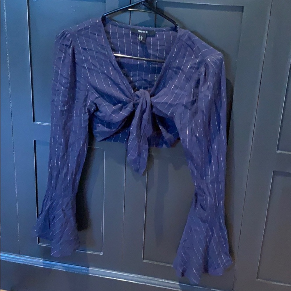 Cute dark blue gold stripes forever 21  crop top